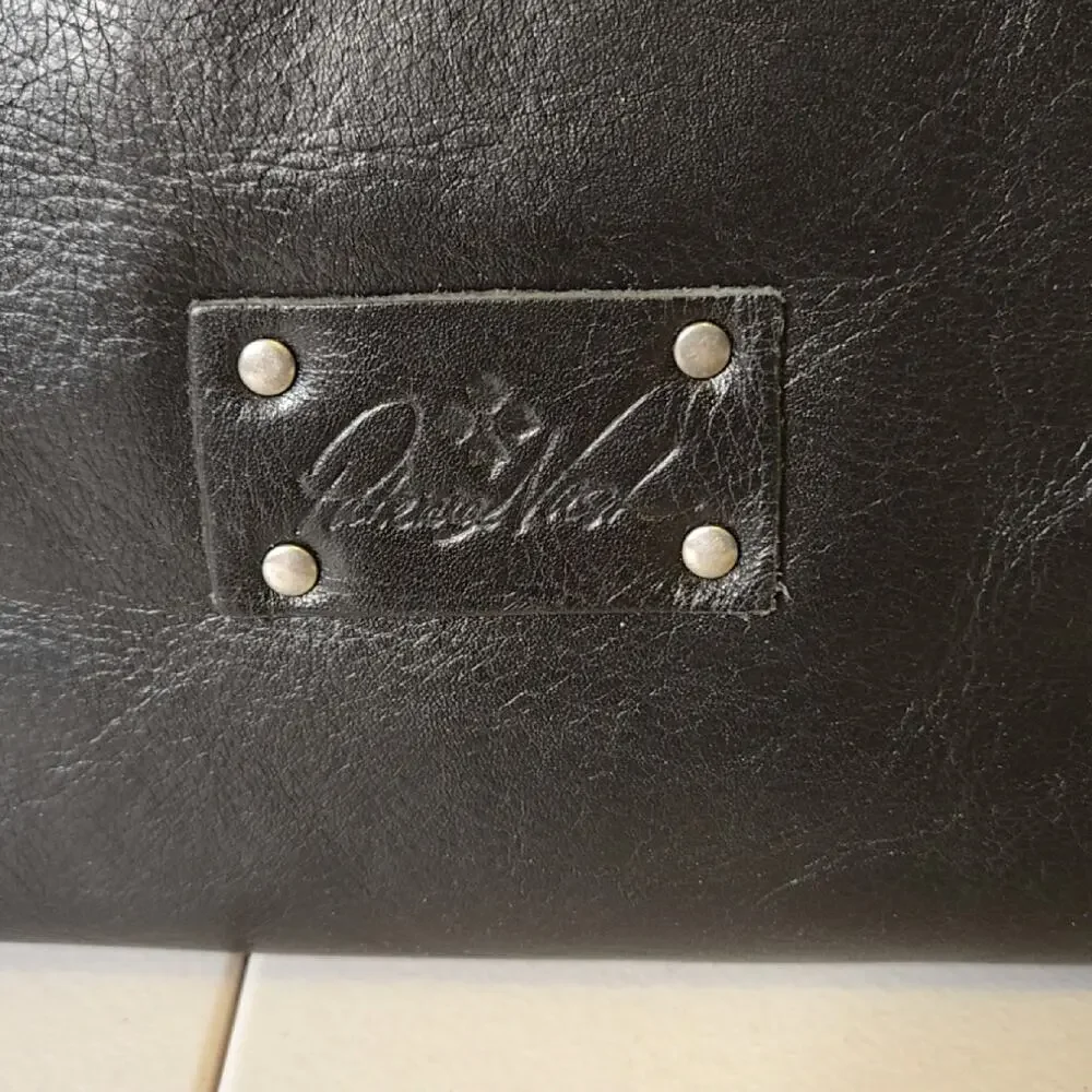 Patricia Nash Benvenuto Large Tote Handbag Double Twist Lock Black Leather - Picture 3 of 10